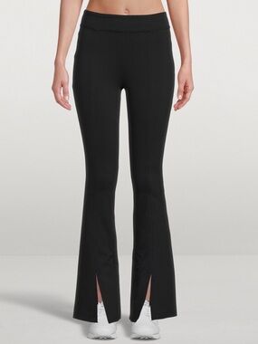 ALO Yoga Black Airbrush High-Rise Split-Hem Leggings